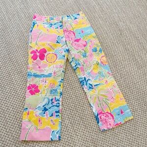 Vintage Lilly Pulitzer Hollywood print capri pants  Colorful Tropical Print 2